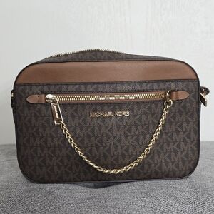 Michael Kors Brown Crossbody Bag with Gold Chain